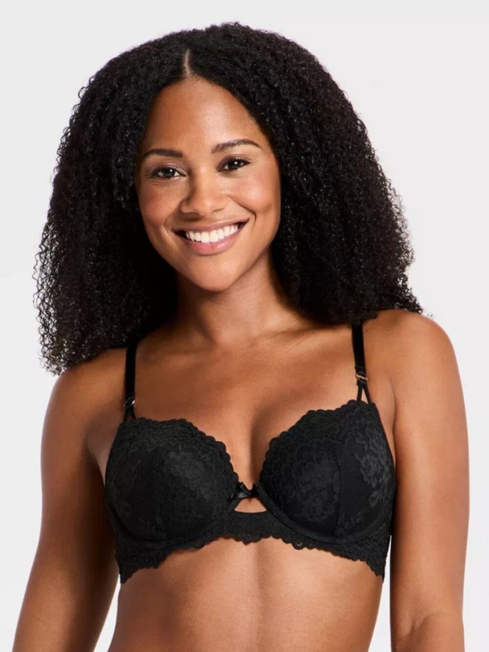 Women's Antique Rose Lace Push-Up Plunge Bra - Auden Black 36B
